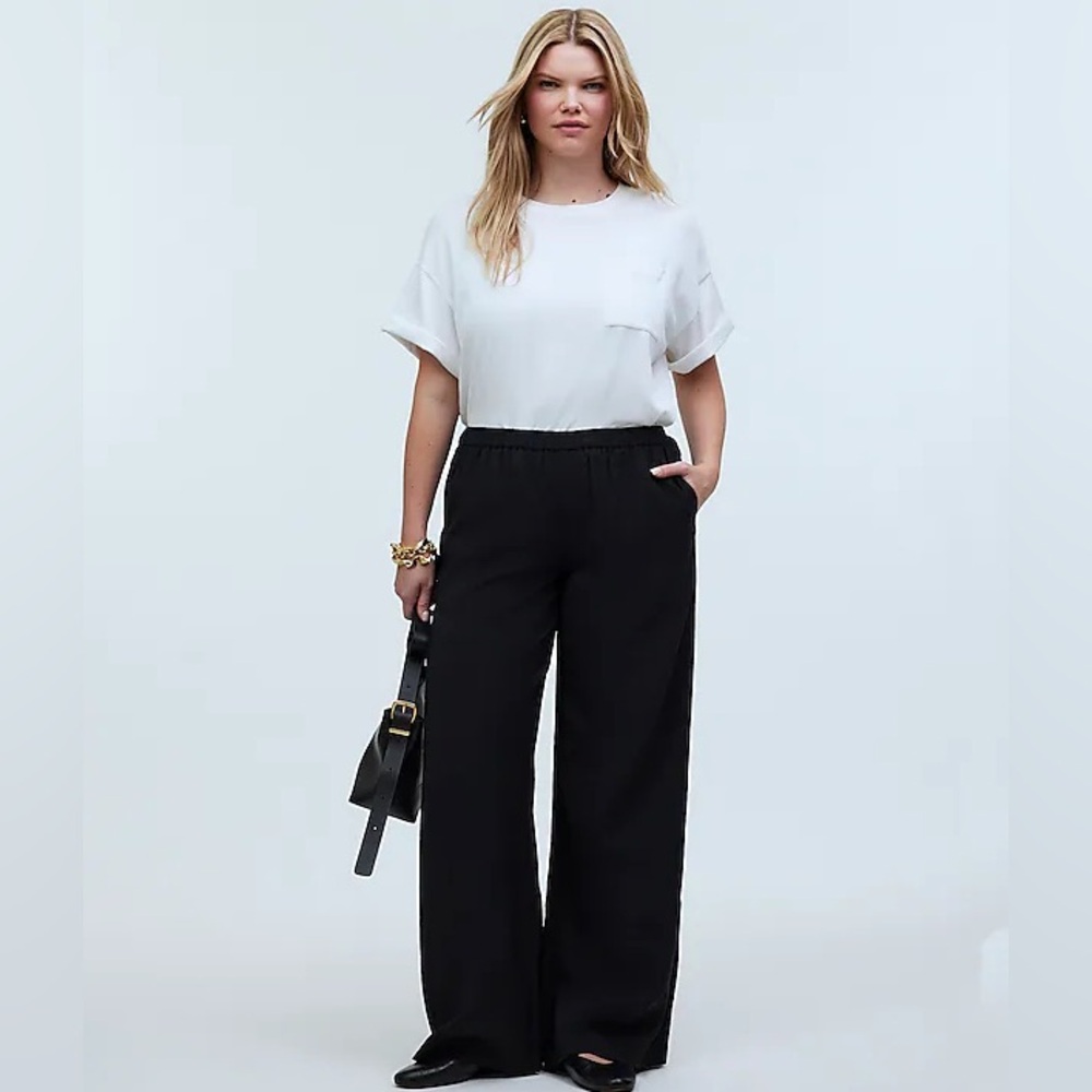 Madewell Pull-On Wide-Leg Pants in Softdrape Size L NWT